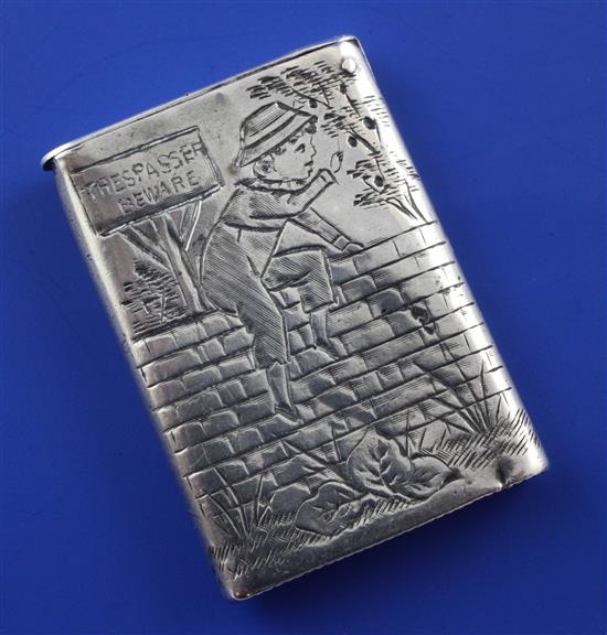 A Victorian novelty silver vesta case by Sampson Mordan & Co, 1.5in.